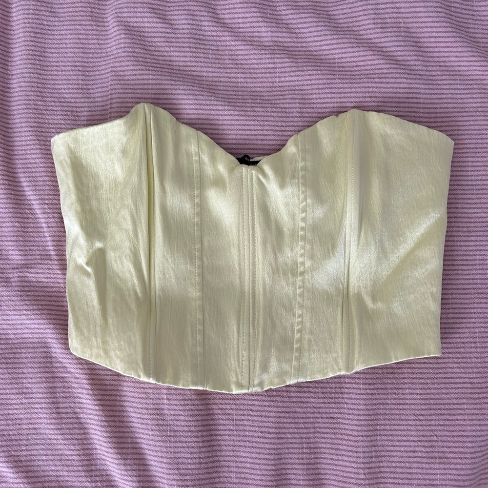 Yellow Satin Corset Tube Top